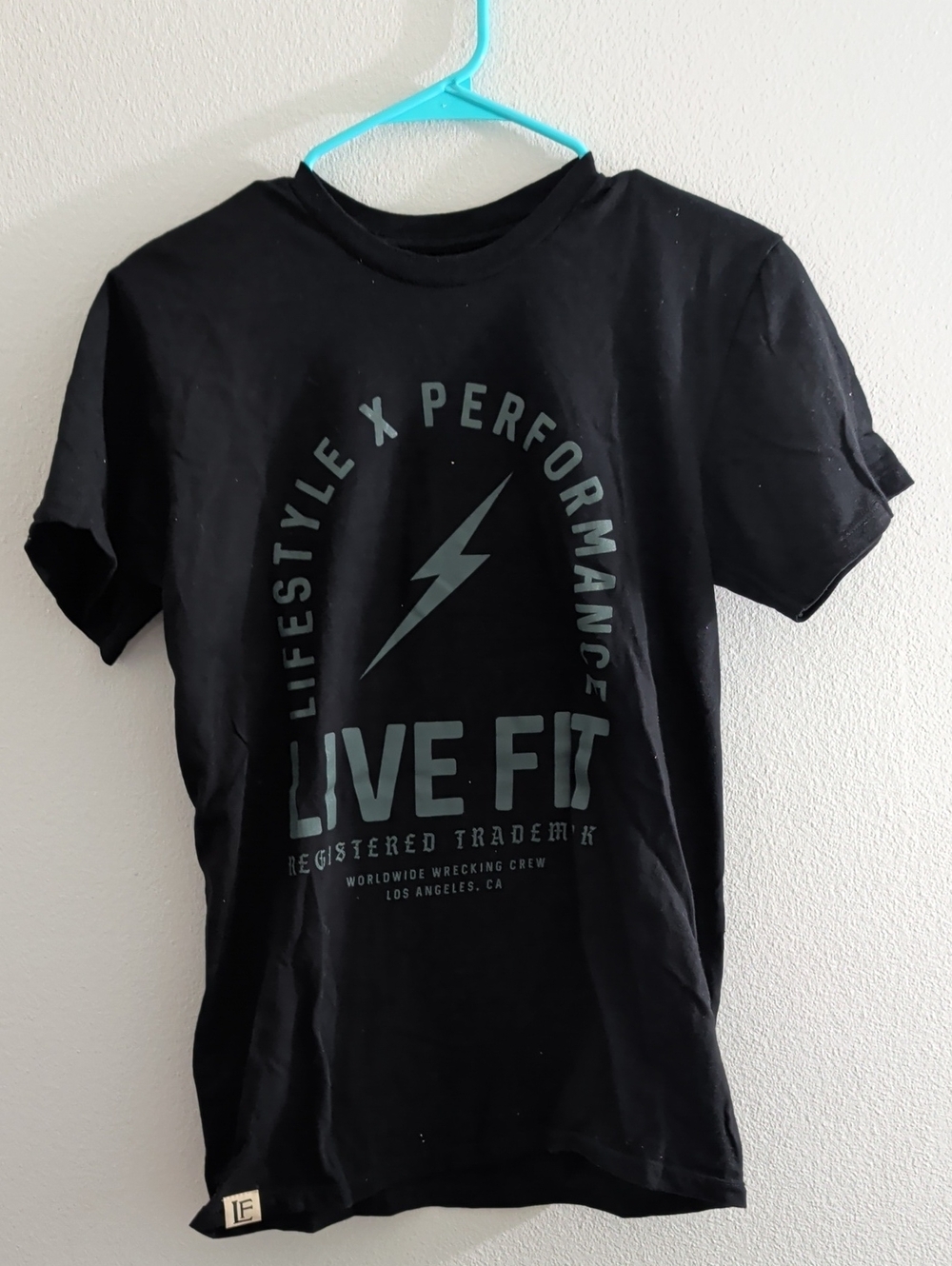 Men's Live Fit Black Graphic Short Sleeve Tee